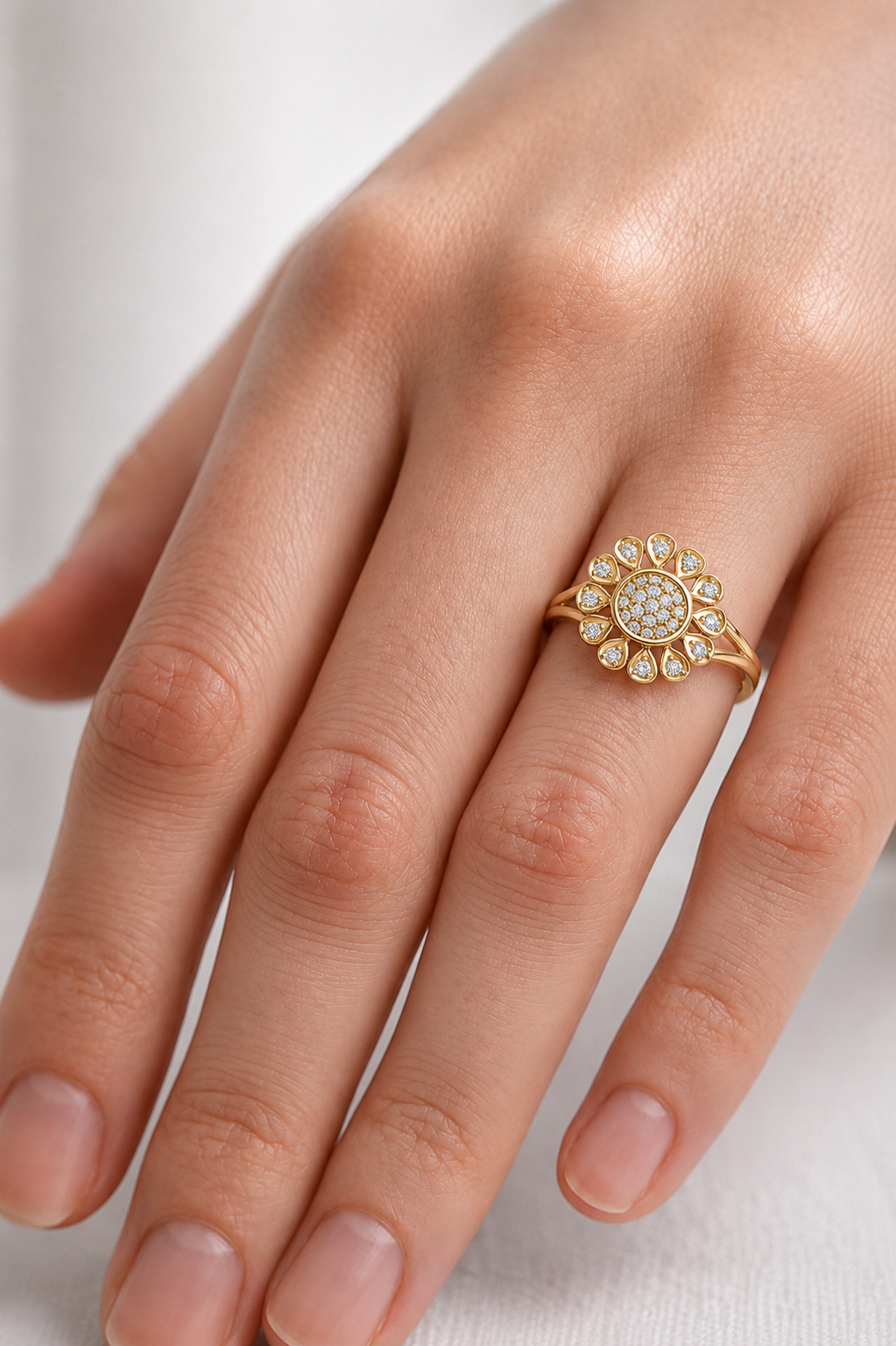 Celestine Bloom Lab Grown Diamond Floral Halo Ring