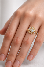 Aurelia Bloom Lab Grown Diamond Floral Ring for Women | Real Gold & Silver
