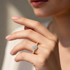 Brilliant Halo Lab Grown Diamond Three-Stone Engagement Ring.