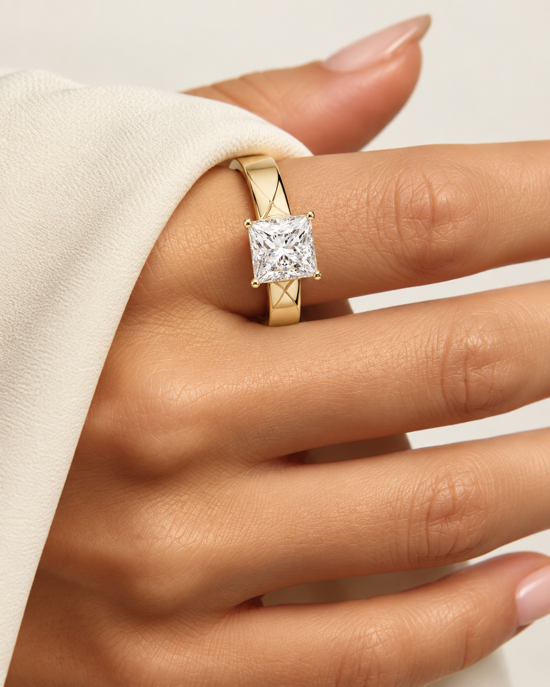 Regal Square Lab Grown Diamond Solitaire Ring.