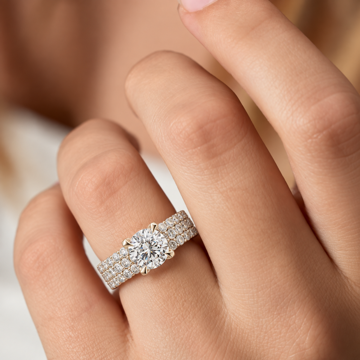 Celestial Pavé Lab Grown Diamond Solitaire Ring.