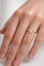 Golden Petal Lab Grown Diamond Ring for Women