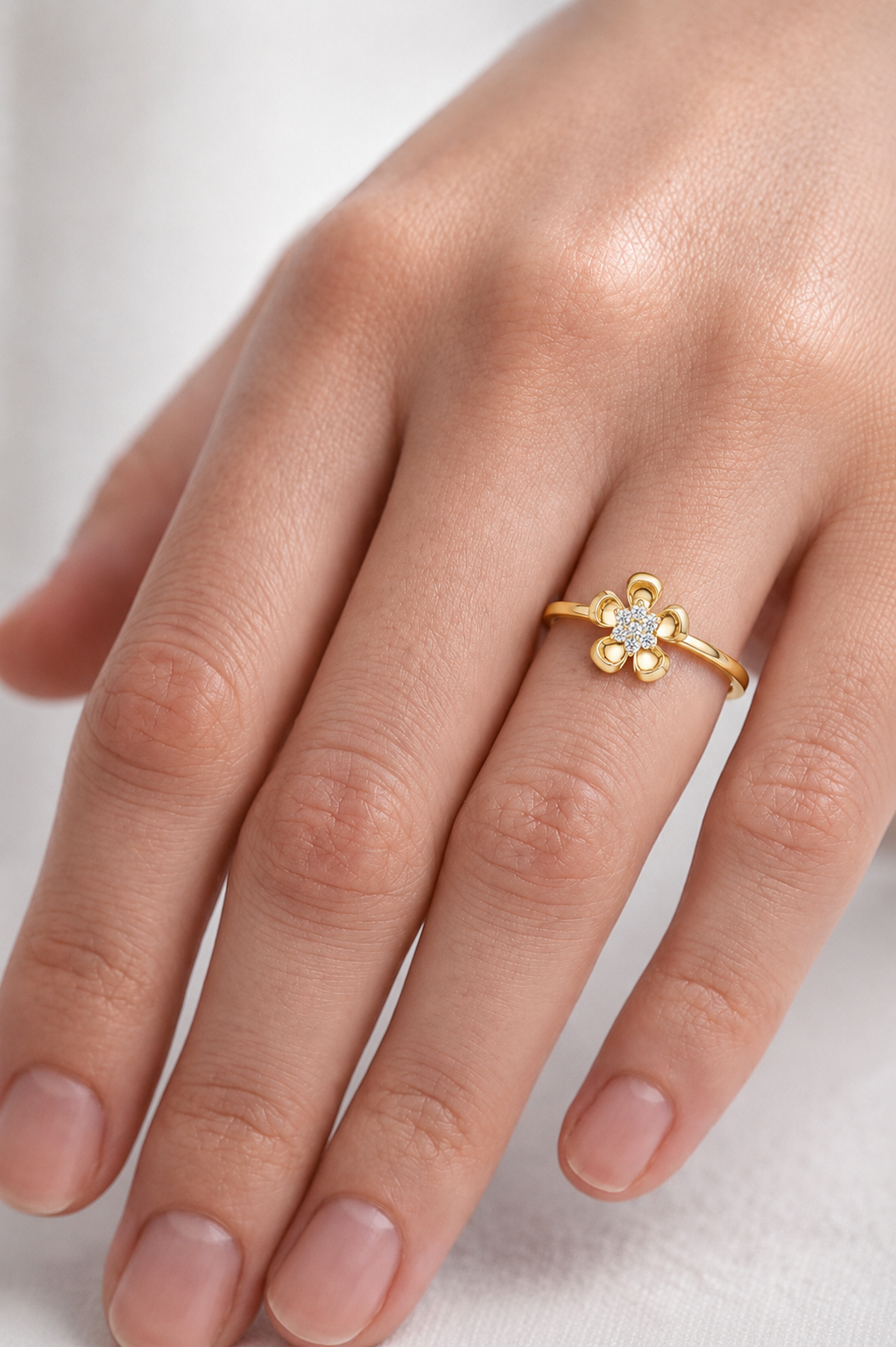 Golden Petal Lab Grown Diamond Ring for Women