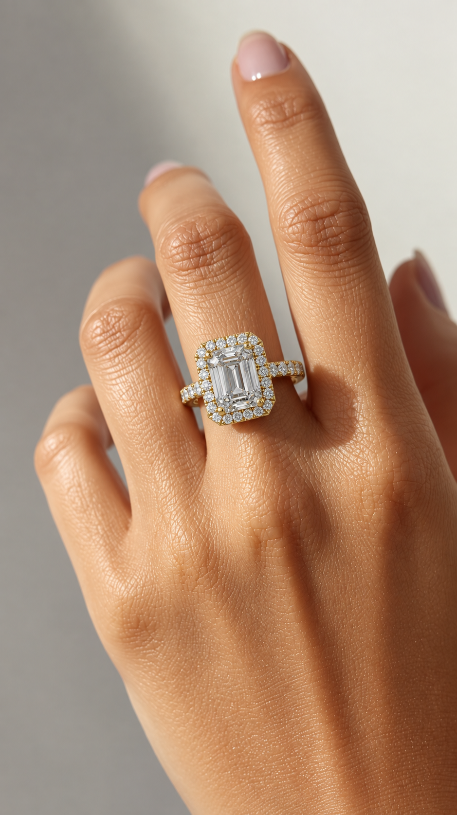 Aurelia Emerald-Cut Halo Lab Grown Diamond Ring