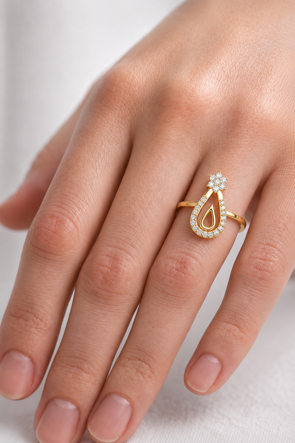 Teardrop Halo Lab Grown Diamond Ring for Women