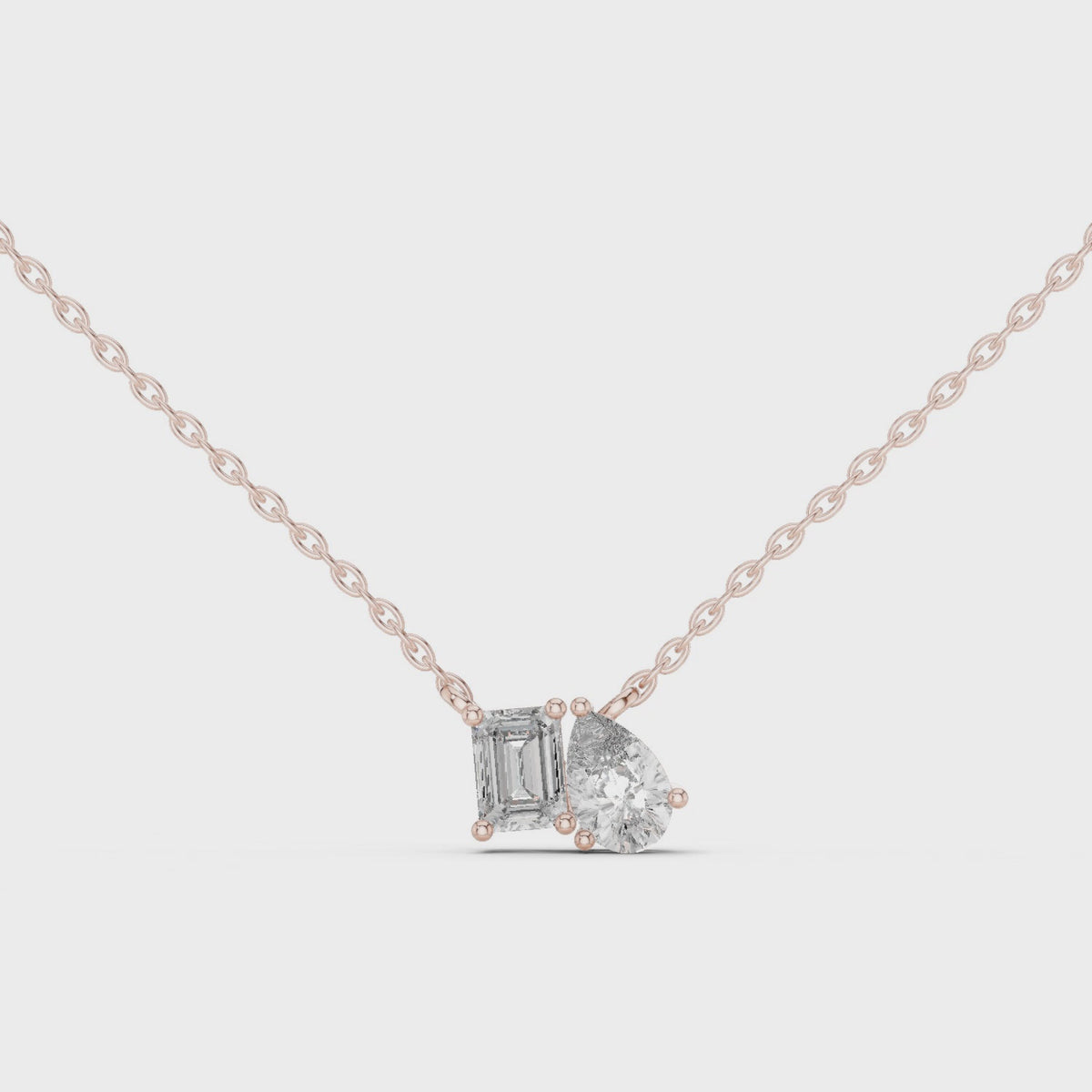 Nalyra Emerald Cut and Pear Cut Two Stone Lab Grown Diamond Necklace