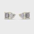 Elaris Emerald & Heart Lab Grown Diamond Stud Earrings
