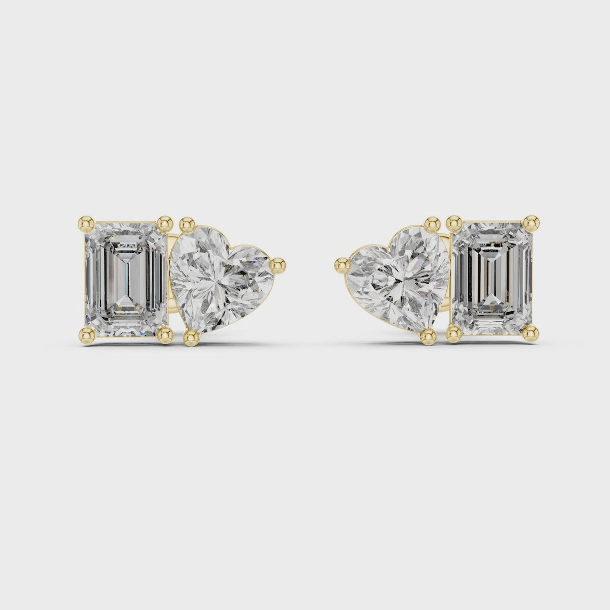 Elaris Emerald & Heart Lab Grown Diamond Stud Earrings
