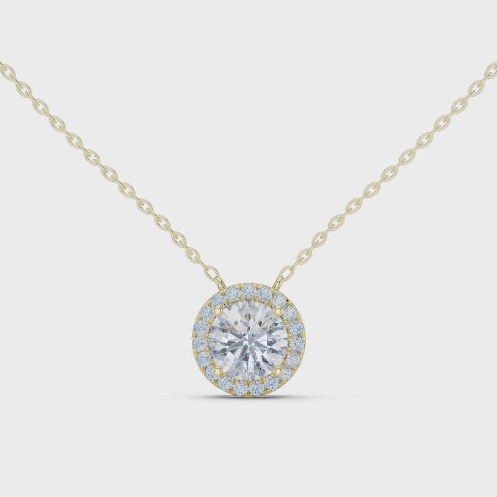 Halenne Floating Round Brilliant Halo Lab Grown Diamond Necklace