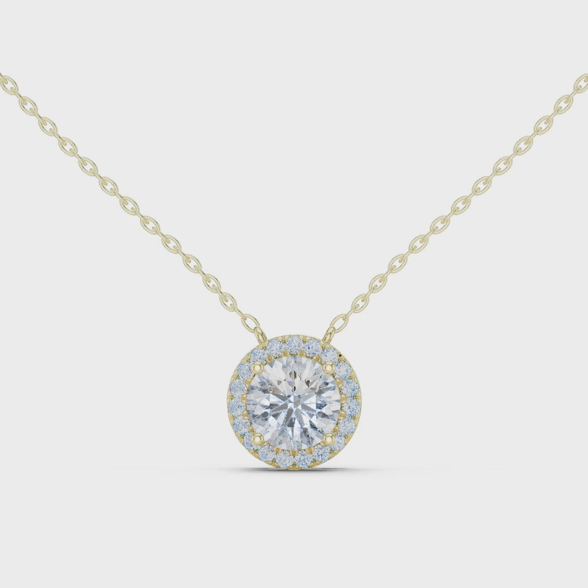 Halenne Floating Round Brilliant Halo Lab Grown Diamond Necklace