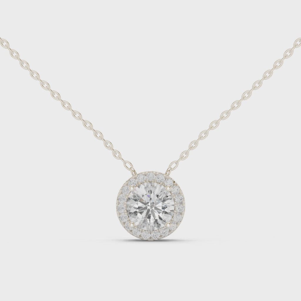 Halenne Floating Round Brilliant Halo Lab Grown Diamond Necklace