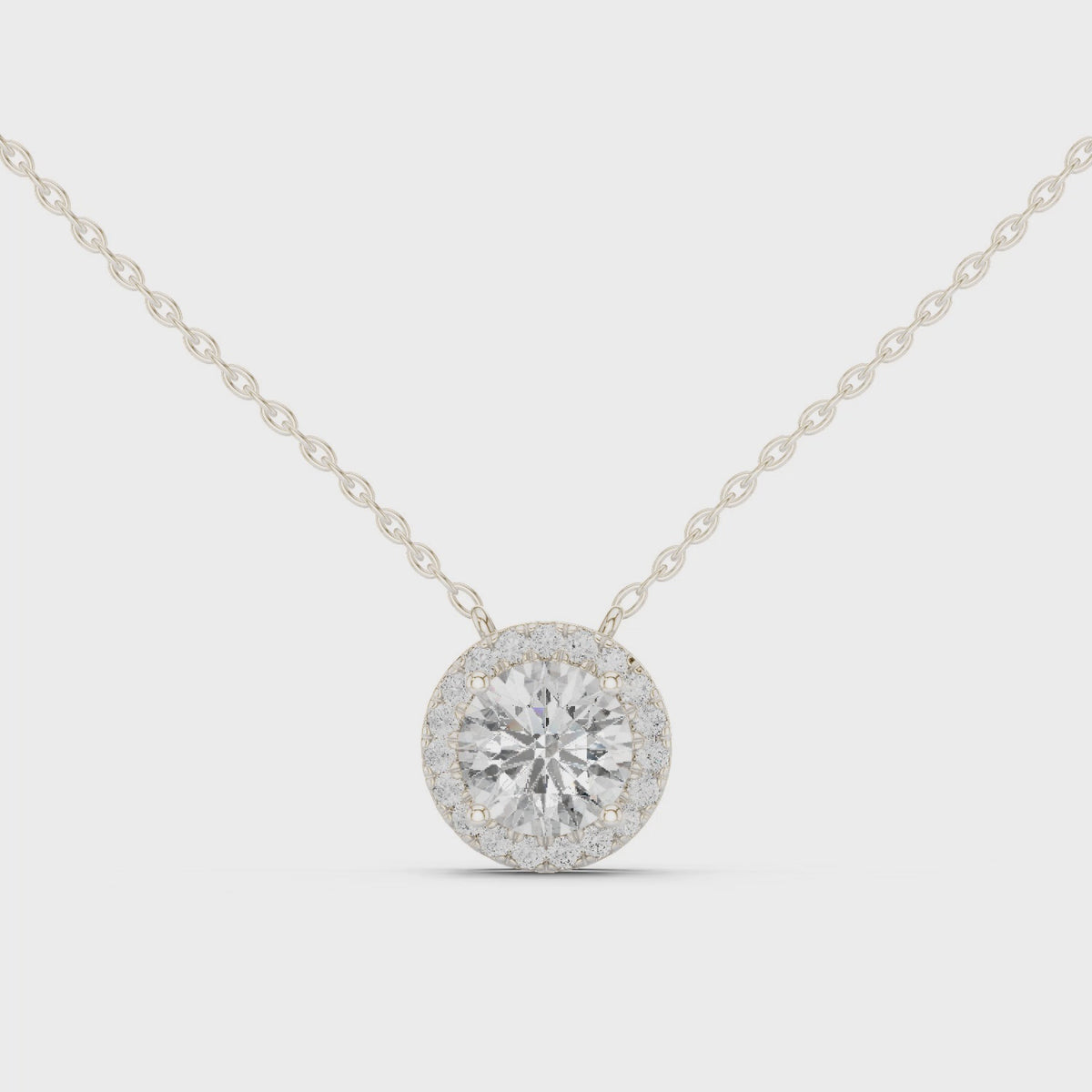 Halenne Floating Round Brilliant Halo Lab Grown Diamond Necklace