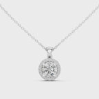 Roselle Round Halo Lab Grown Diamond Pendant.