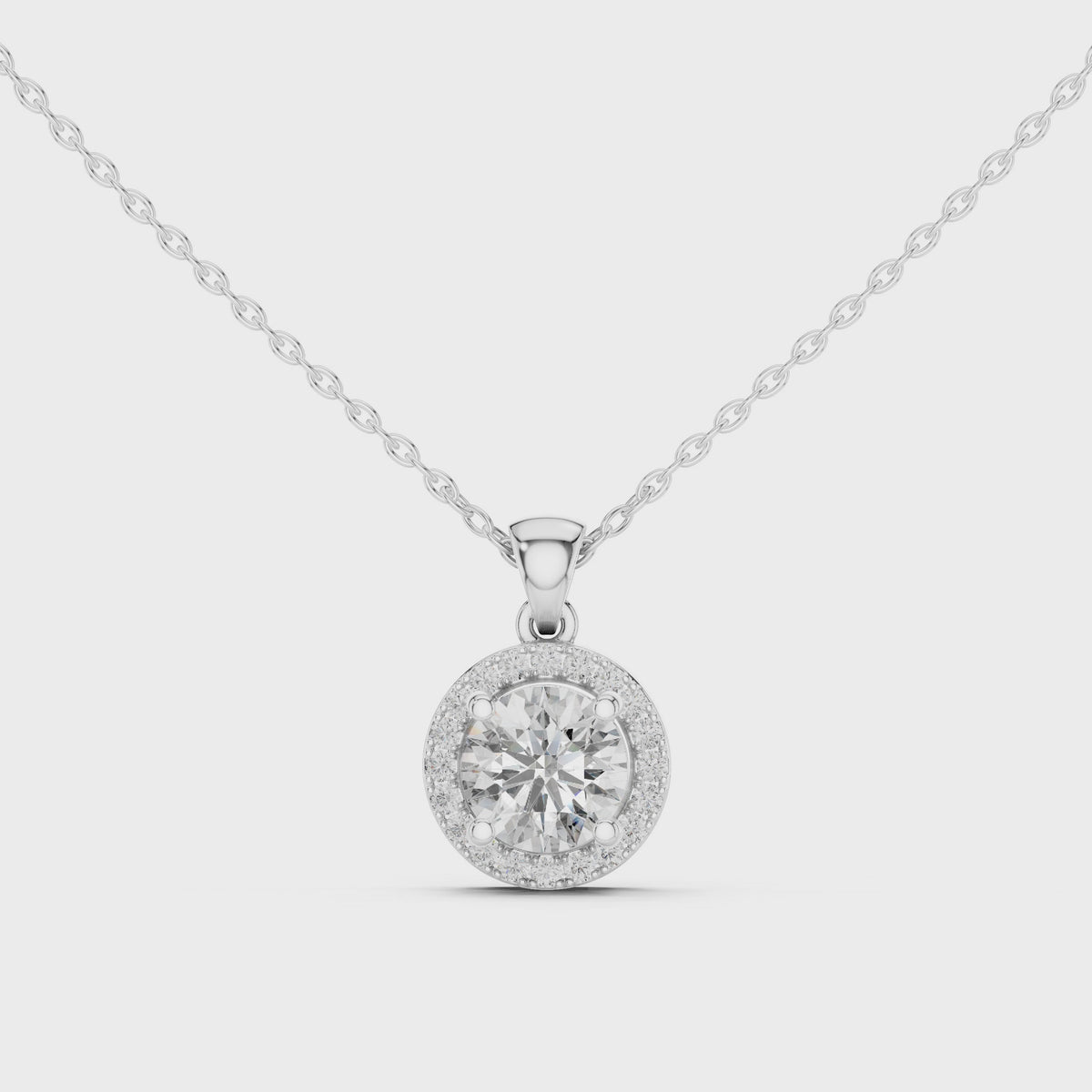 Roselle Round Halo Lab Grown Diamond Pendant.