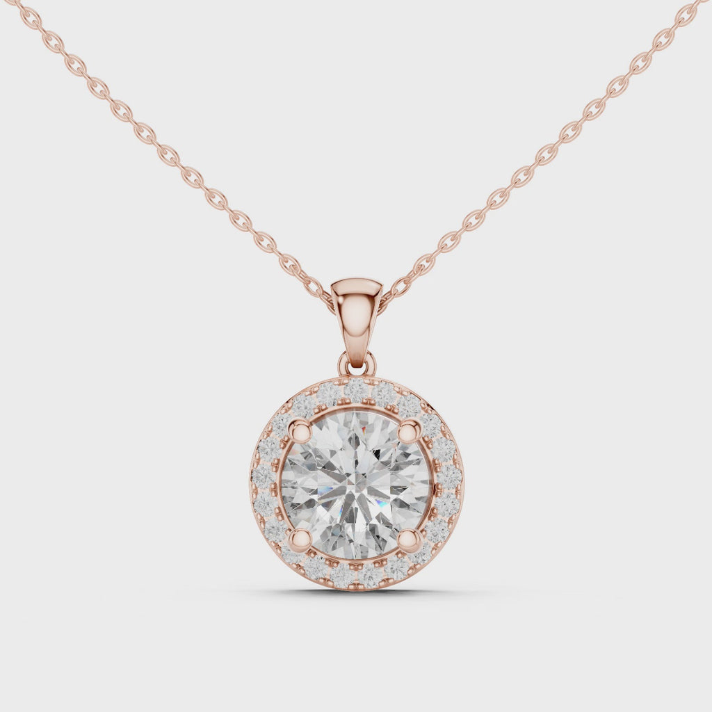 Roselle Classic Round Halo Lab Grown Diamond Pendant