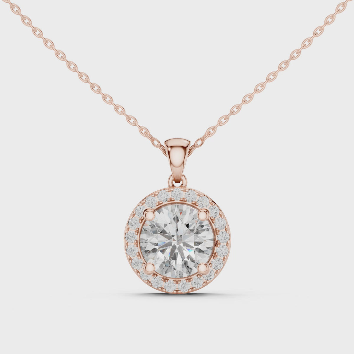 Roselle Classic Round Halo Lab Grown Diamond Pendant