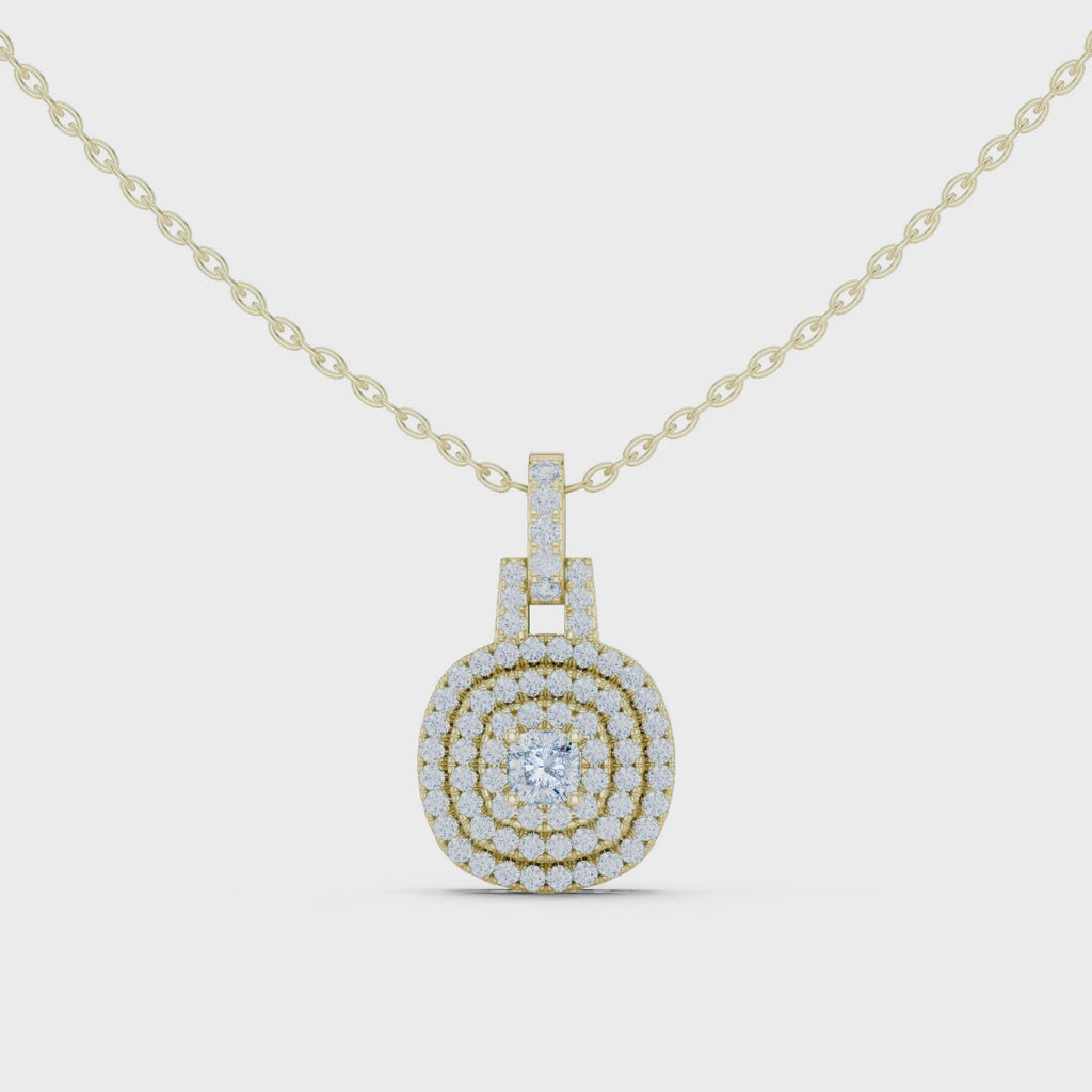 Orbessa Triple Halo Pavé Lab Grown Diamond Pendant Necklace