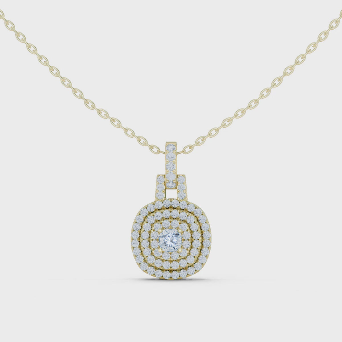 Orbessa Triple Halo Pavé Lab Grown Diamond Pendant Necklace