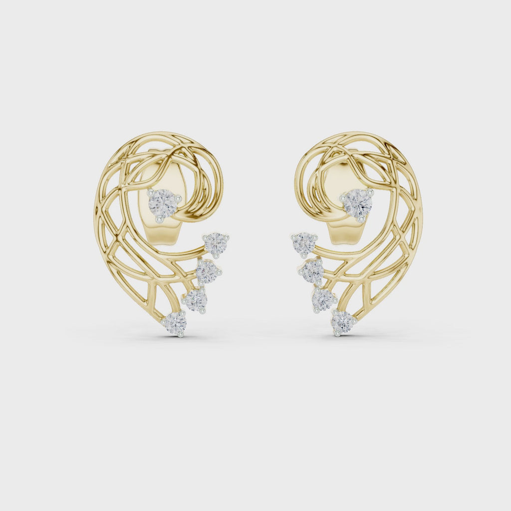 Fernelle Openwork Fern Leaf Lab Grown Diamond Earrings