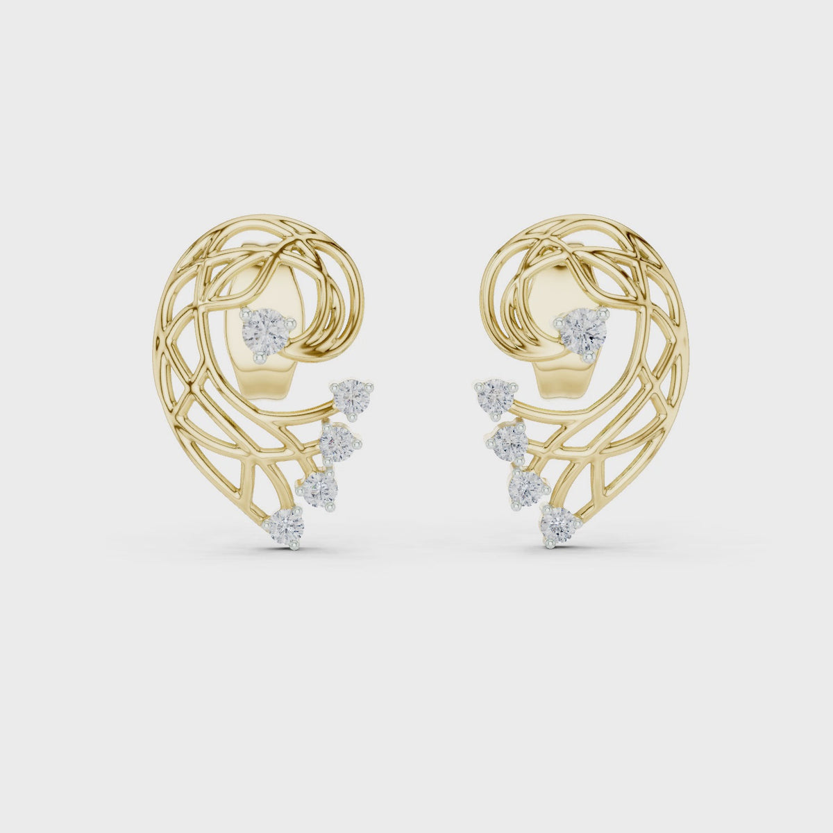 Fernelle Openwork Fern Leaf Lab Grown Diamond Earrings