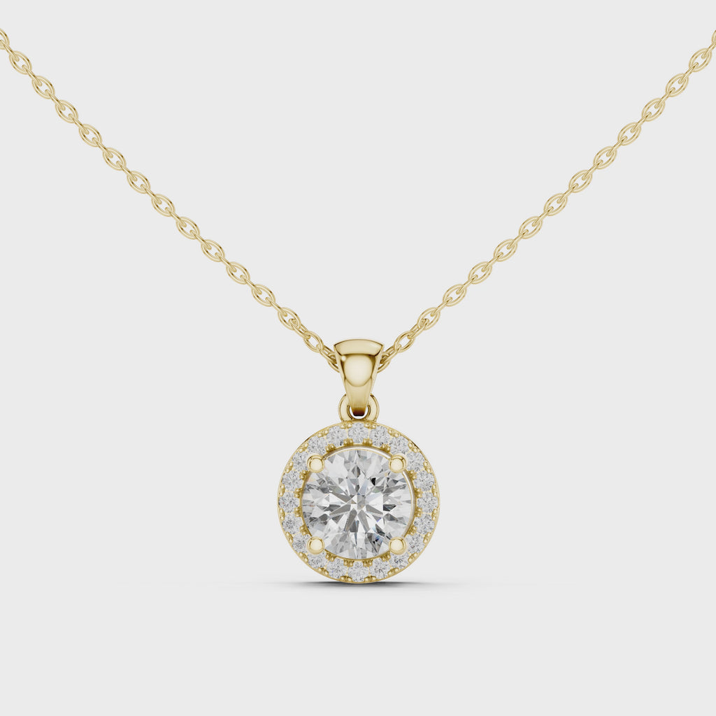 Roselle Round Halo Lab Grown Diamond Pendant.
