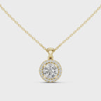 Roselle Round Halo Lab Grown Diamond Pendant.