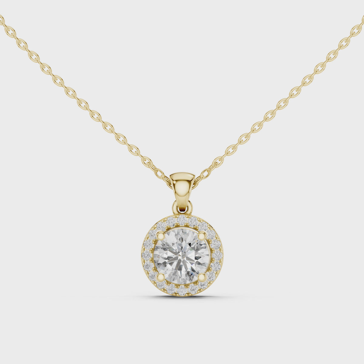 Roselle Round Halo Lab Grown Diamond Pendant.