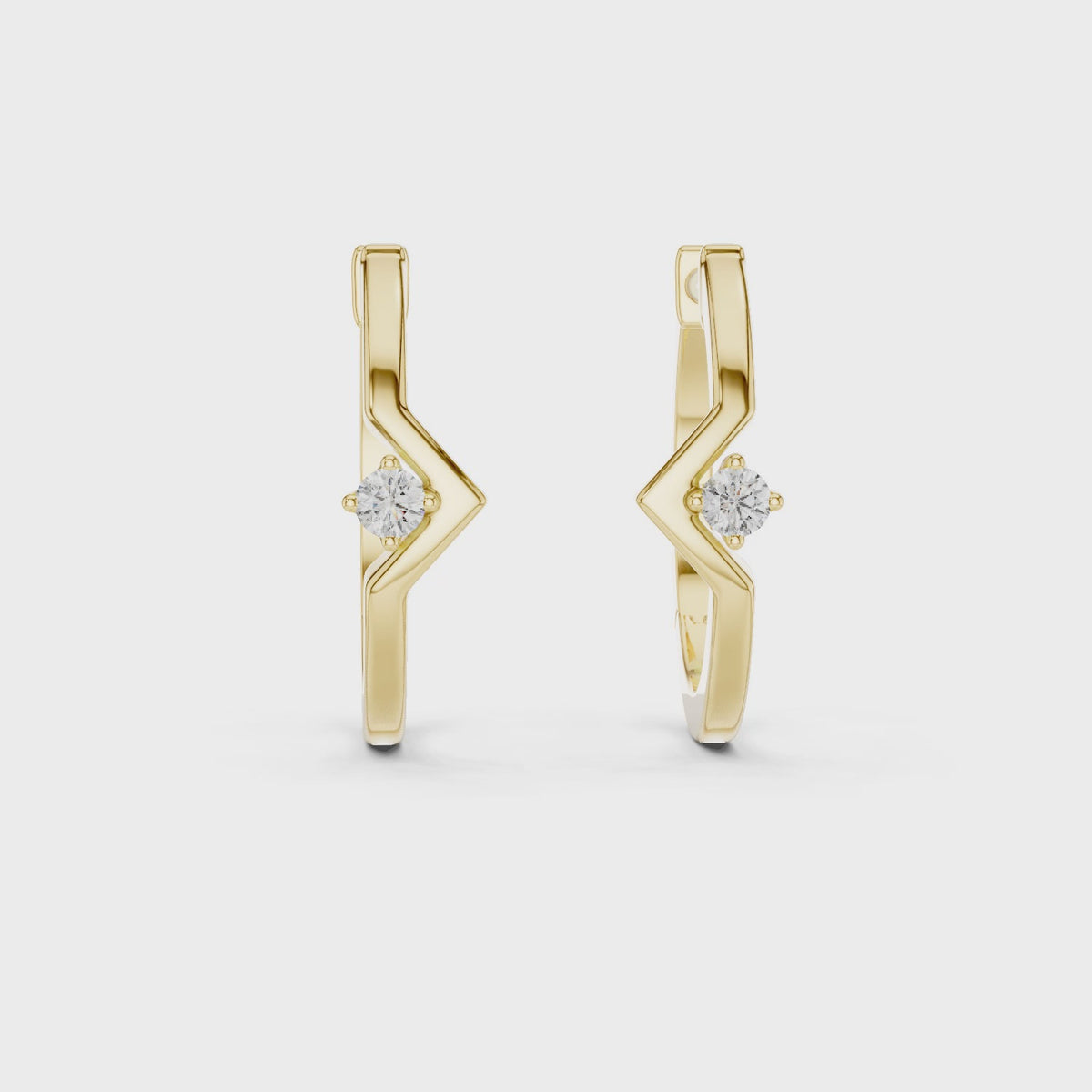 Zarellia Chevron Solitaire Lab Grown Diamond Earrings