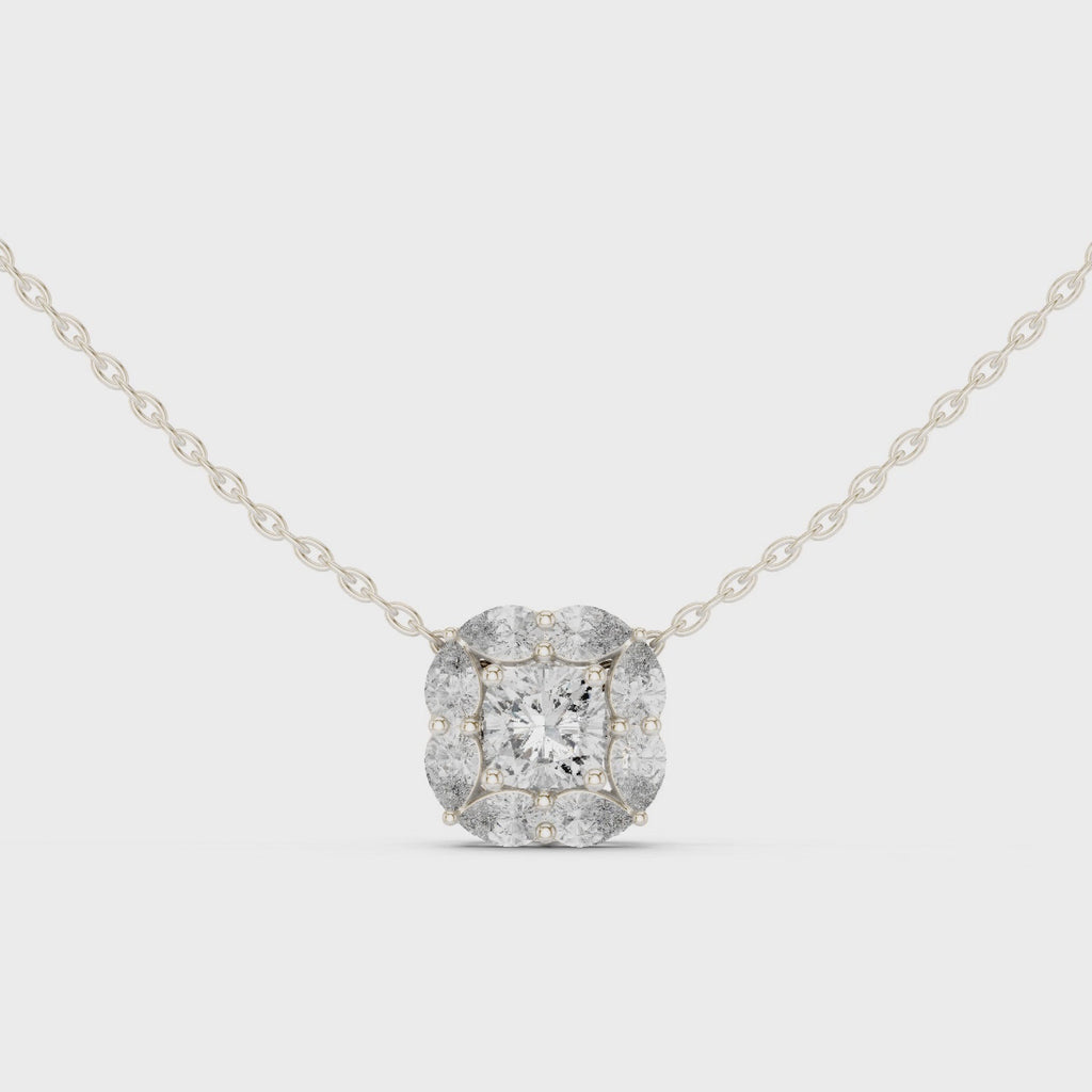 Lunessa Marquise Petal Halo Lab Grown Diamond Pendant Necklace