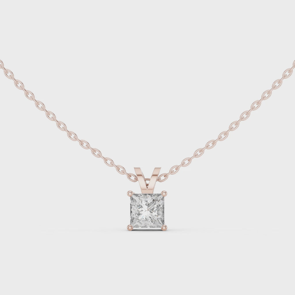 Seravelle Classic Princess Cut Four Prong Lab Grown Diamond Solitaire Pendant
