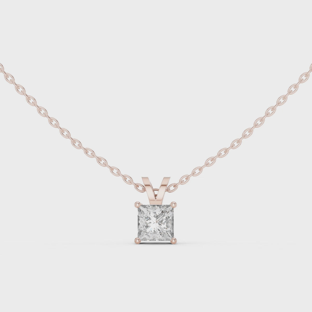 Seravelle Classic Princess Cut Four Prong Lab Grown Diamond Solitaire Pendant