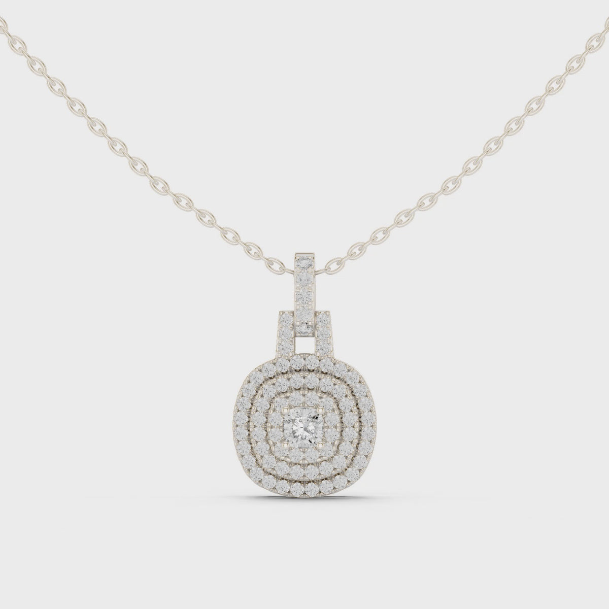 Orbessa Triple Halo Pavé Lab Grown Diamond Pendant Necklace