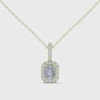 Emeralyn Emerald Cut Halo Lab Grown Diamond Pendant with Diamond Bail
