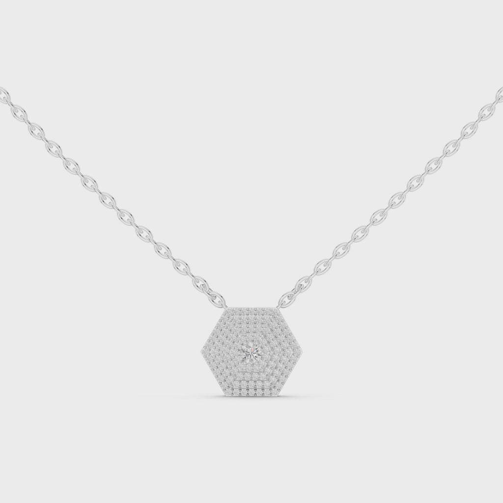 Elara Hexagon Pavé Lab Grown Diamond Pendant Necklace
