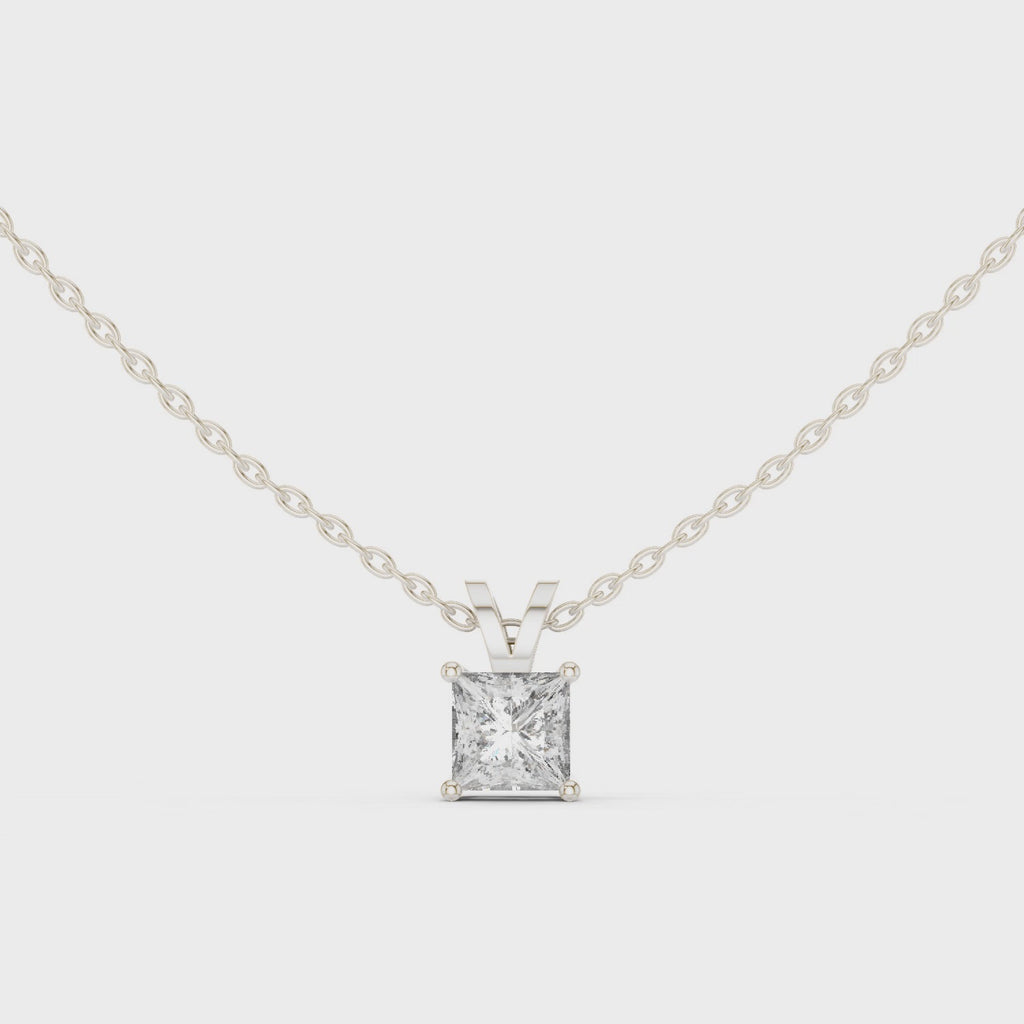 Seravelle Classic Princess Cut Four Prong Lab Grown Diamond Solitaire Pendant
