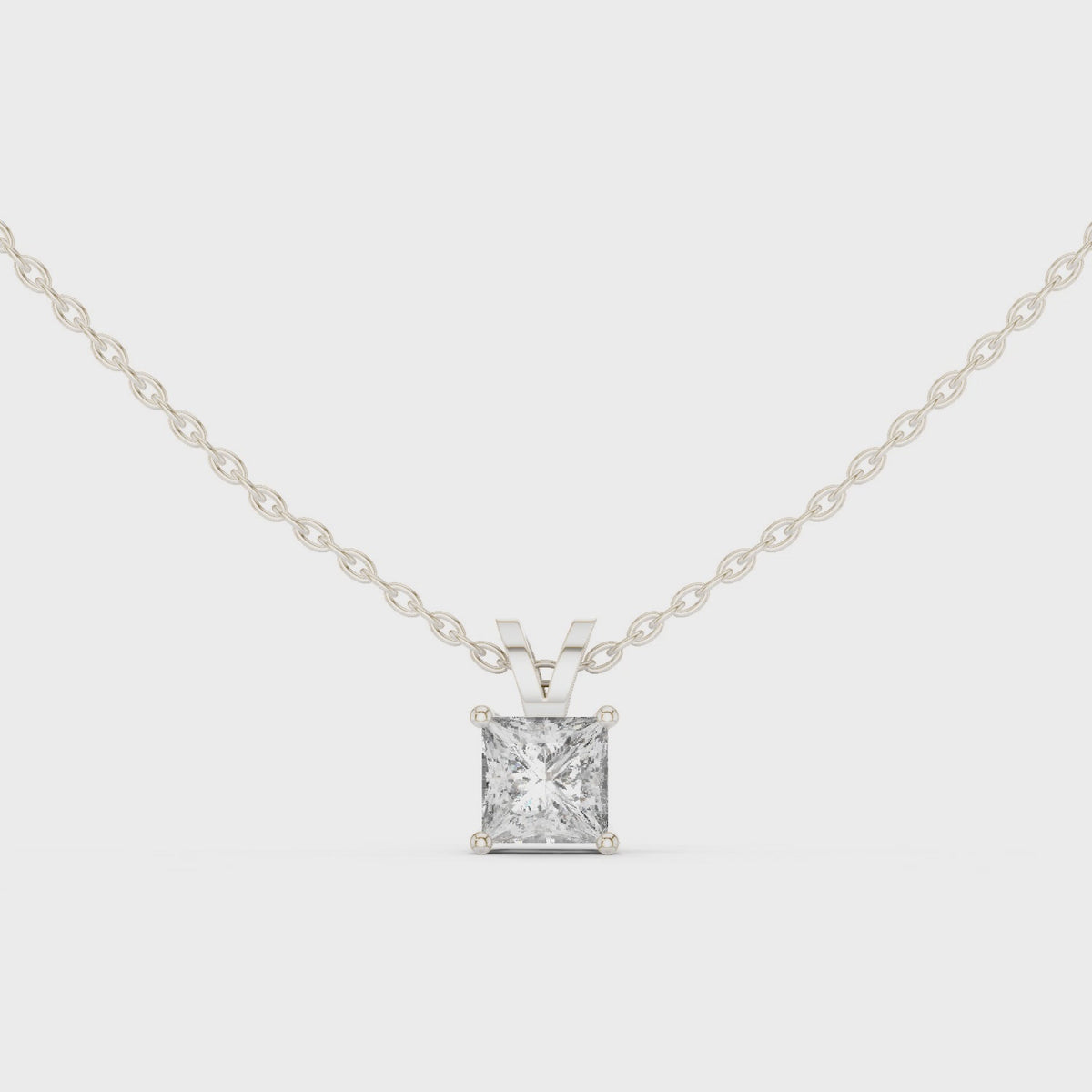 Seravelle Classic Princess Cut Four Prong Lab Grown Diamond Solitaire Pendant