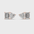 Elaris Emerald & Heart Lab Grown Diamond Stud Earrings