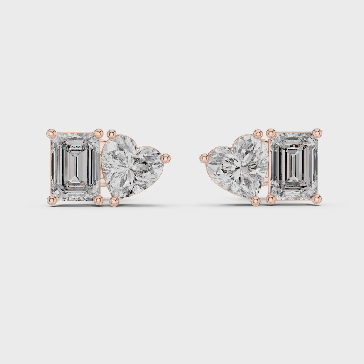 Elaris Emerald & Heart Lab Grown Diamond Stud Earrings
