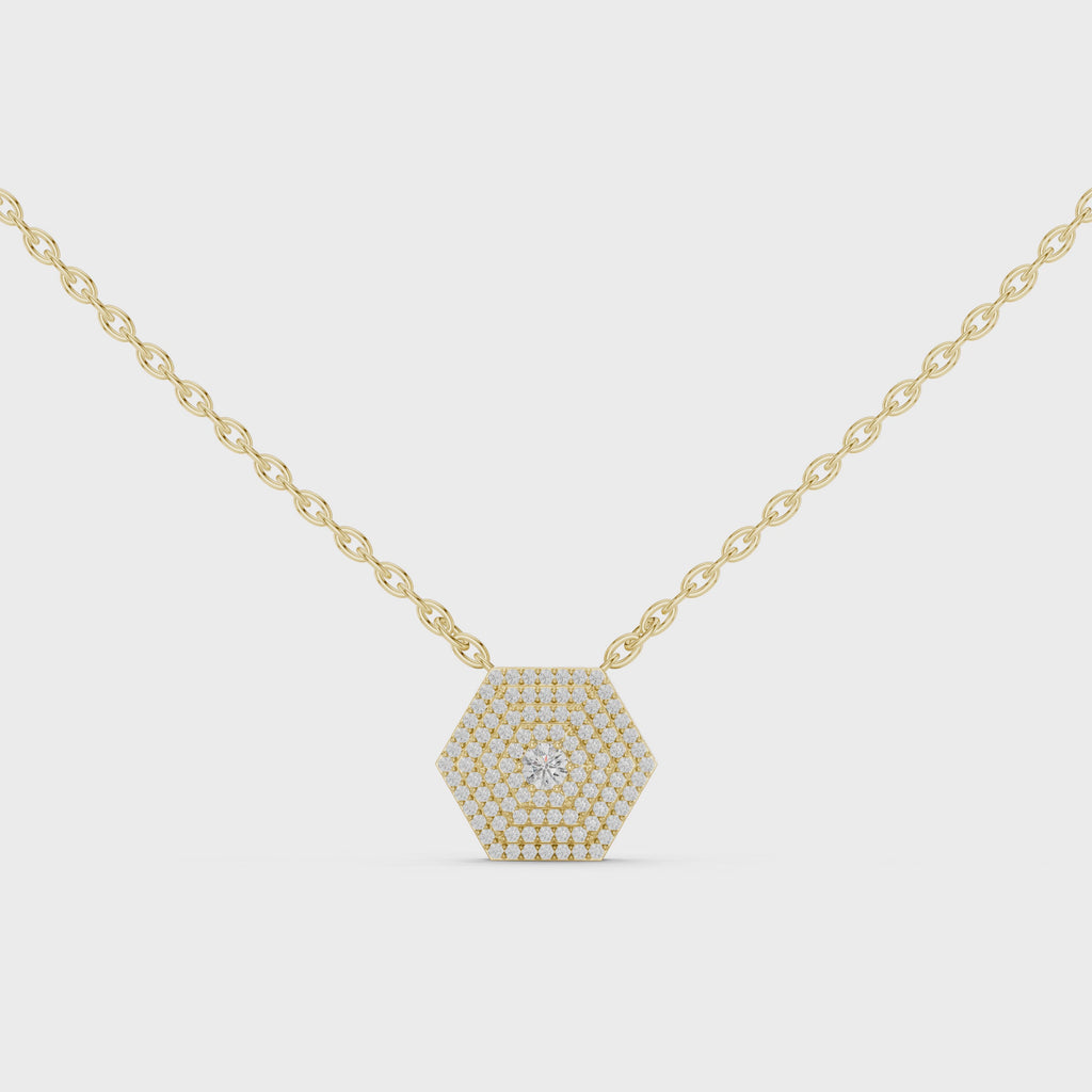 Elara Hexagon Pavé Lab Grown Diamond Pendant Necklace