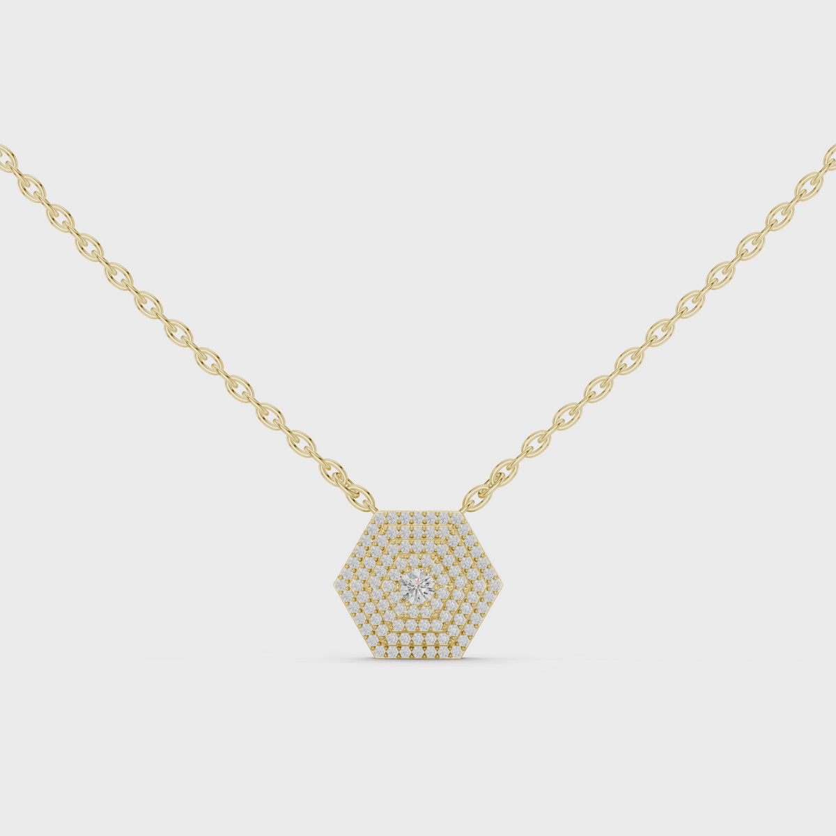 Elara Hexagon Pavé Lab Grown Diamond Pendant Necklace