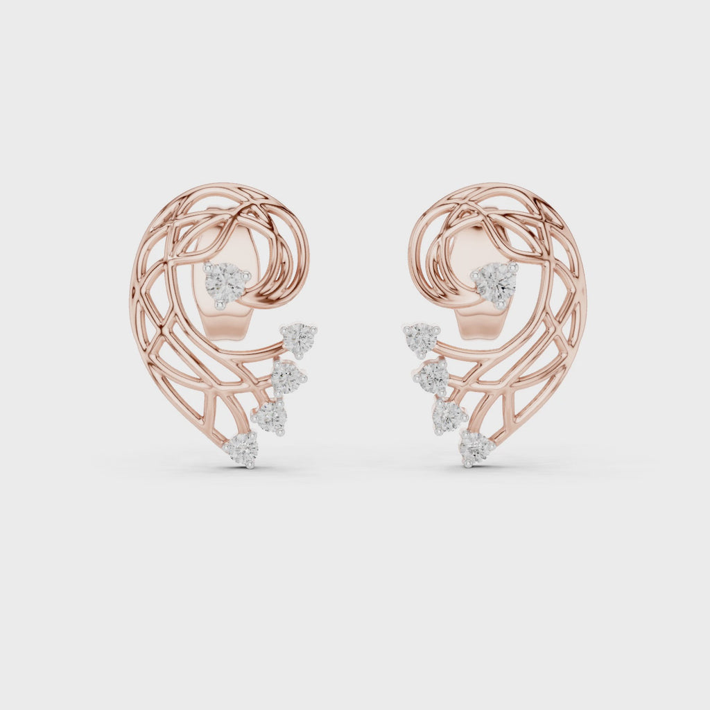 Fernelle Openwork Fern Leaf Lab Grown Diamond Earrings
