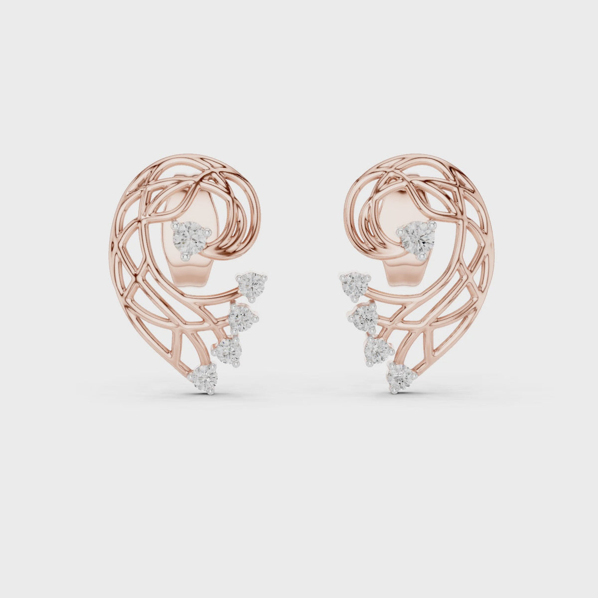 Fernelle Openwork Fern Leaf Lab Grown Diamond Earrings