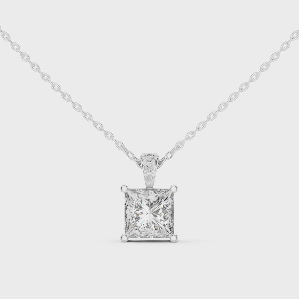 Elara Princess Cut Solitaire Lab Grown Diamond Pendant