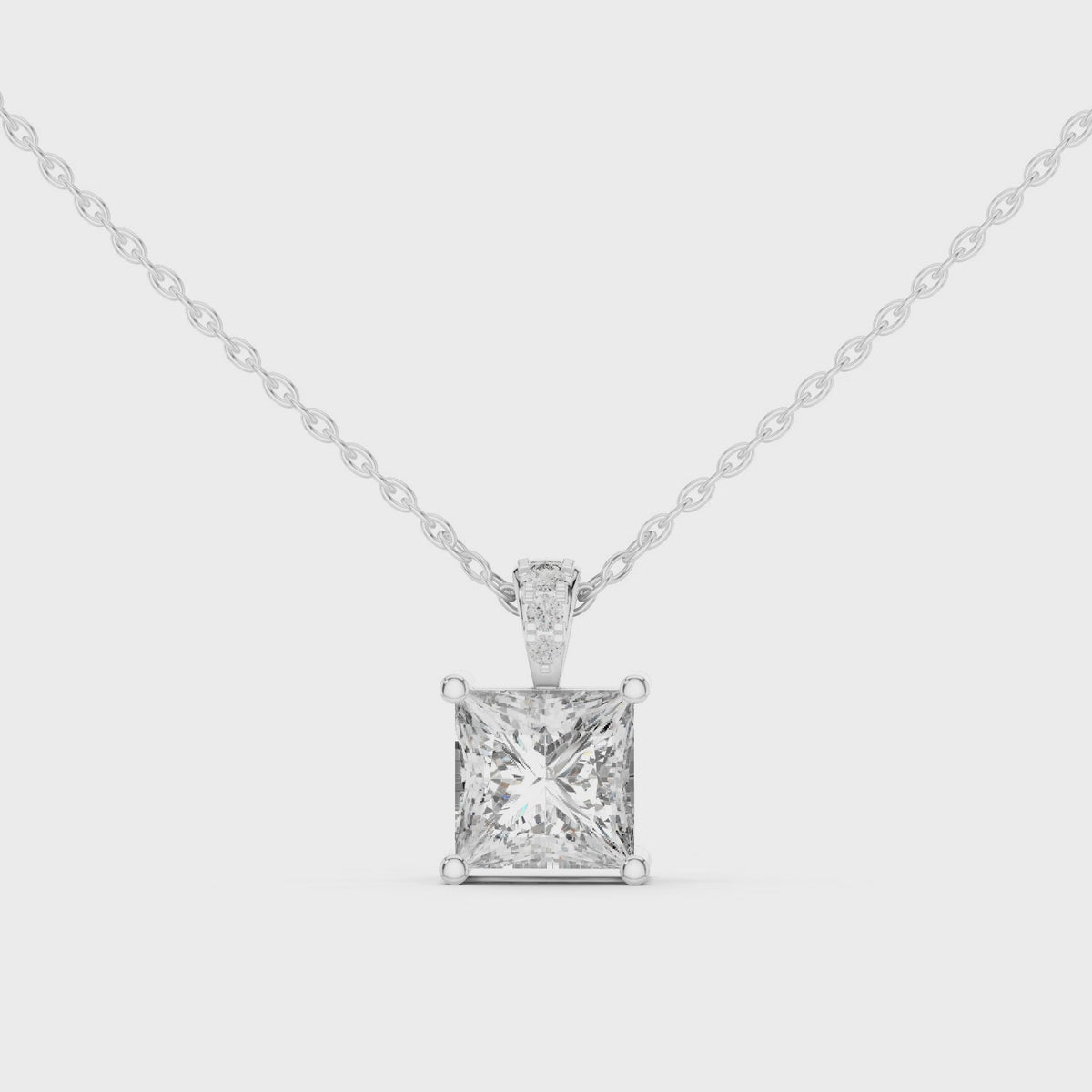 Elara Princess Cut Solitaire Lab Grown Diamond Pendant