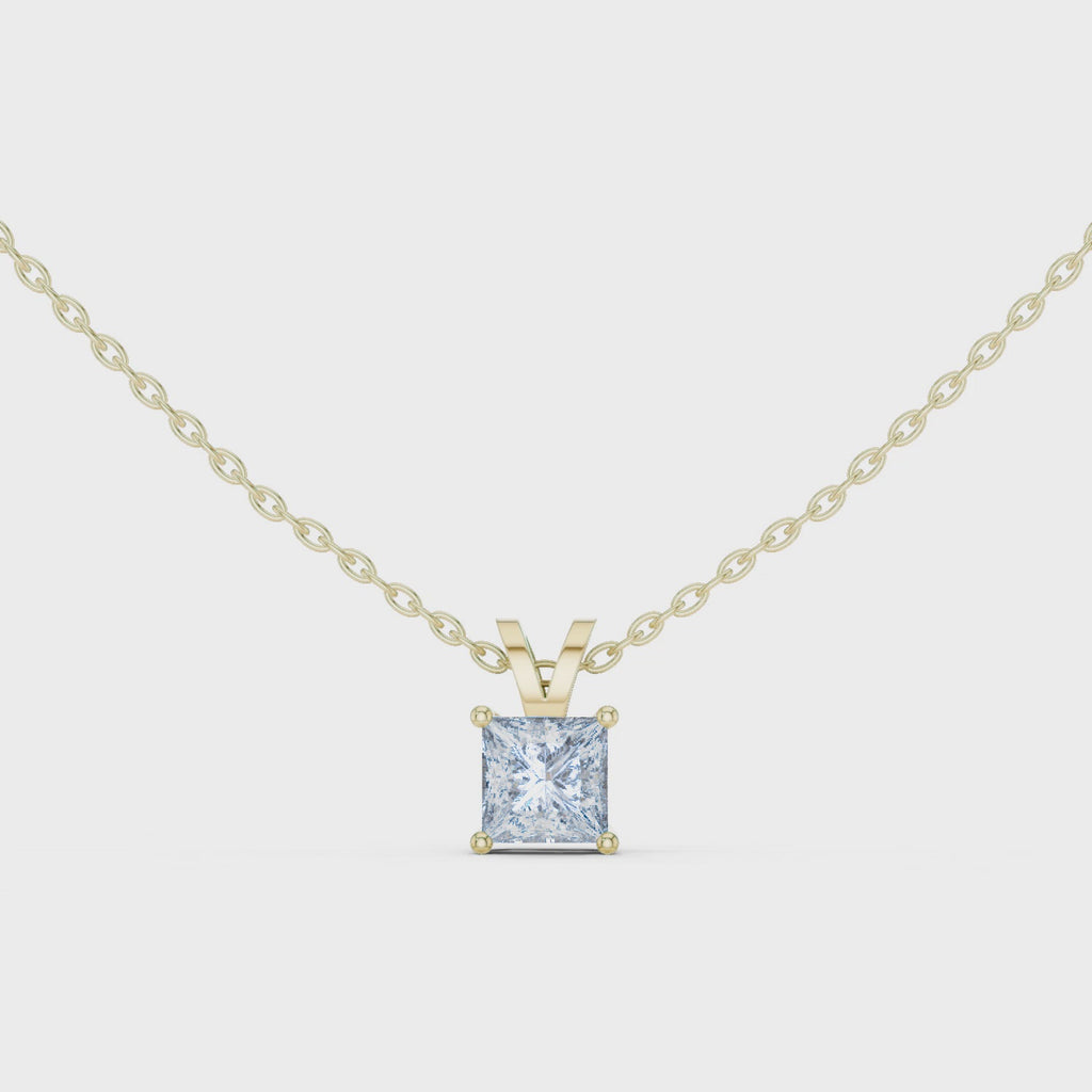 Seravelle Classic Princess Cut Four Prong Lab Grown Diamond Solitaire Pendant