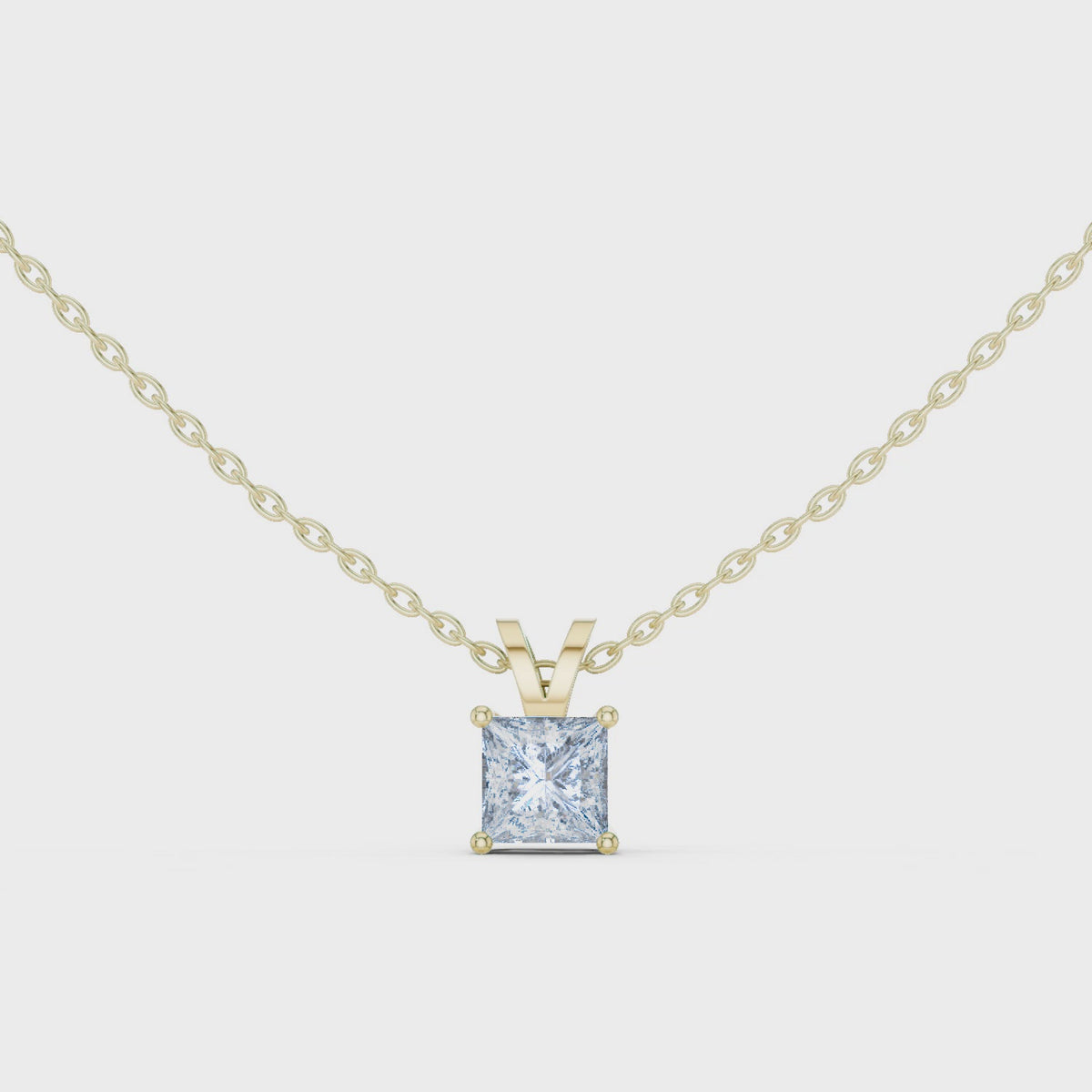 Seravelle Classic Princess Cut Four Prong Lab Grown Diamond Solitaire Pendant
