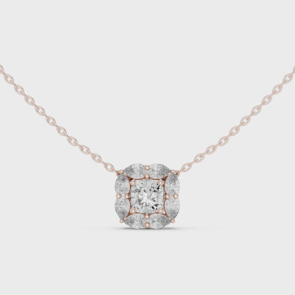Lunessa Marquise Petal Halo Lab Grown Diamond Pendant Necklace