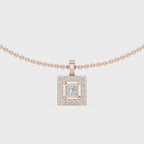 Aurelia Square Halo Lab Grown Diamond Pendant Necklace