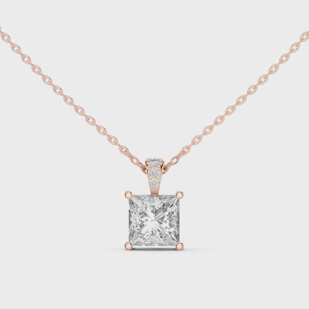 Elara Princess Cut Solitaire Lab Grown Diamond Pendant