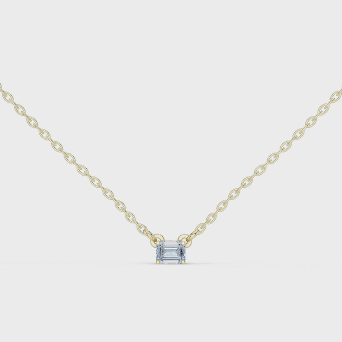 Minimalist Step-Cut Diamond Pendant in Rose Gold